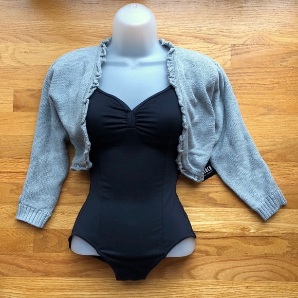 Bloch Sweaters - Bloch Grey Dance Shrug Cropped Cardigan Sweater